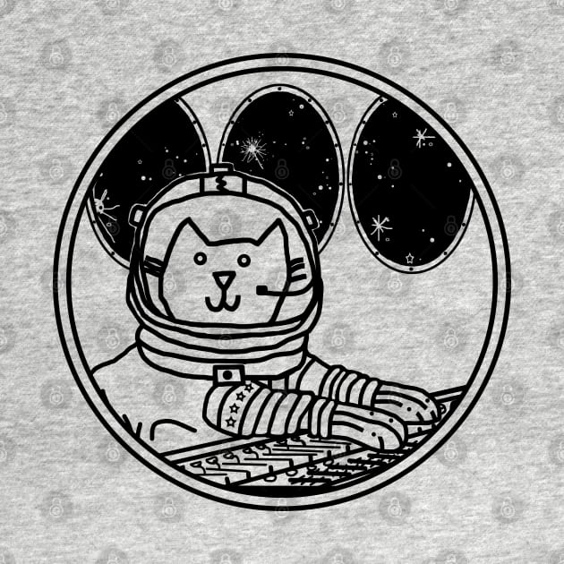 Space Captain Yellow Cat In Control Line Drawing by ellenhenryart